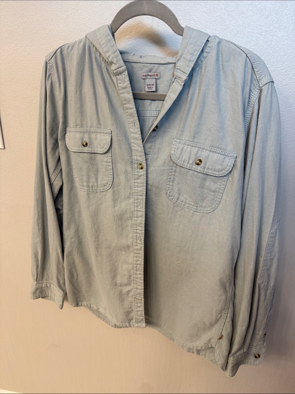 Carhartt Light Blue Hooded Shirt-Style Jacket